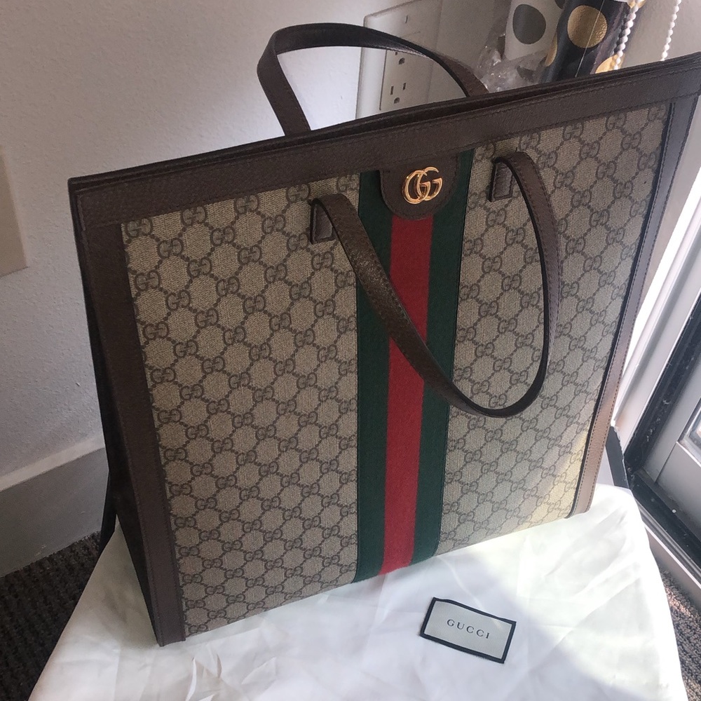 Gucci Large Monogram Structured Tote Handbag - image 2